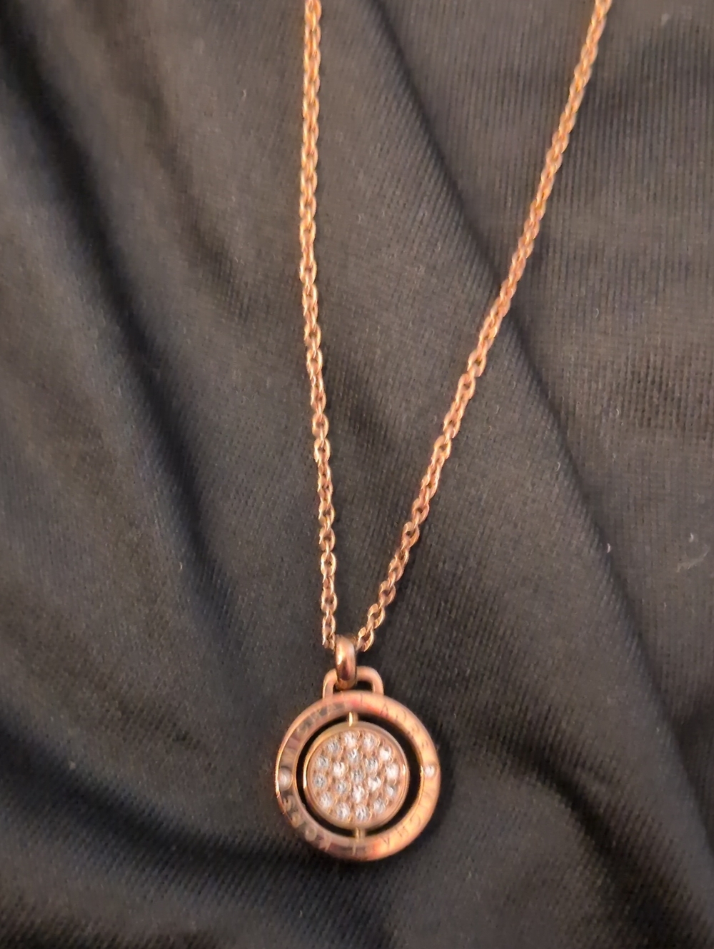 Michael Kors Rose Gold Crystal Circle Pendant Necklace - Women Jewelry